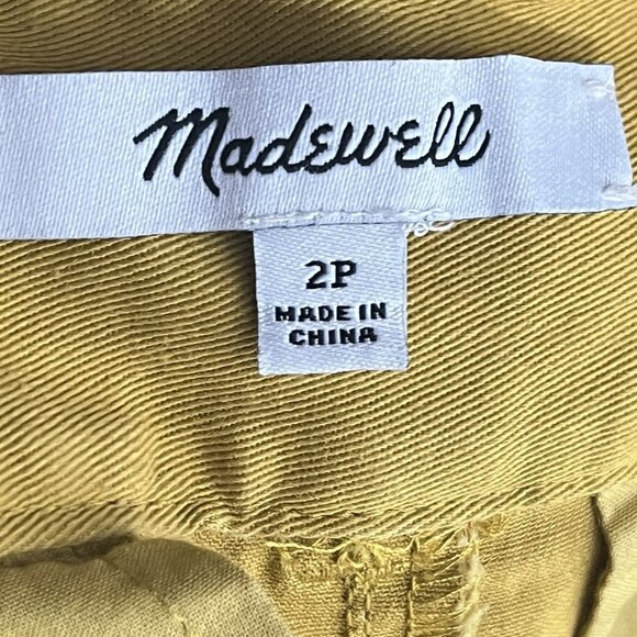 Madewell L0005 Mustard Yellow High Rise Wide Leg Crop Pants Sz 2 - Picture 4 of 5